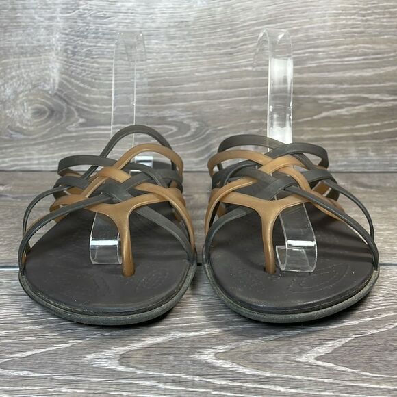 Crocs Huarache Women’s Sz 10 Bronze Brown Jelly Strappy Slip On Flip Flop Sandal - Picture 2 of 10
